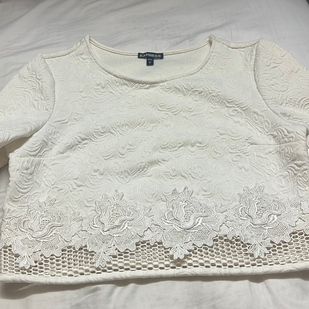 Express White Lace Crop Top